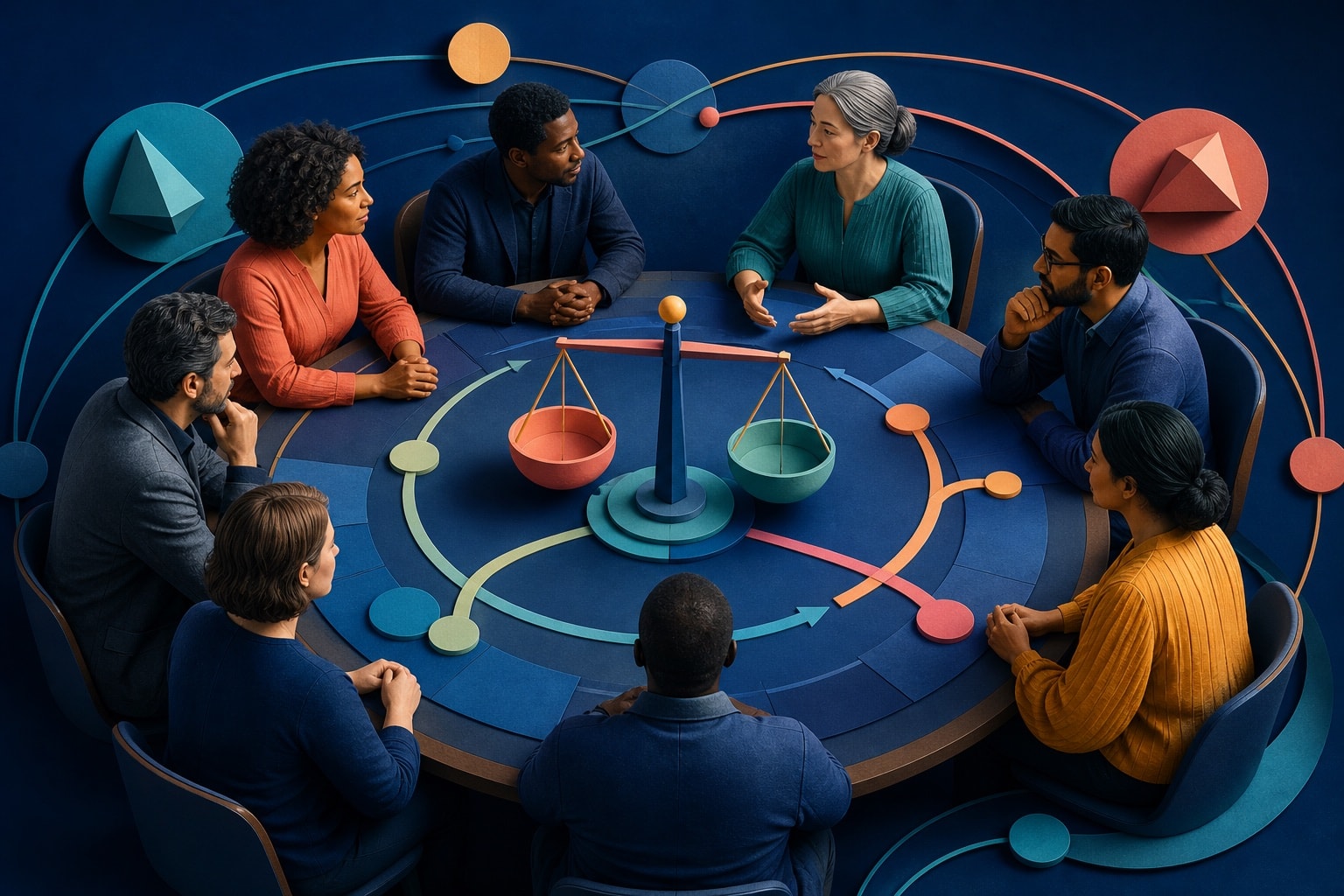 A community governance circle with balanced review and shared responsibility